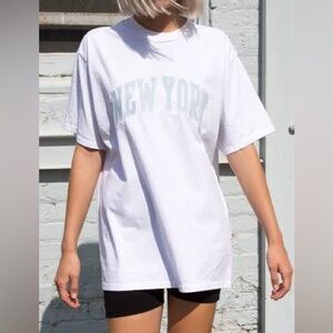 Brandy Melville White 'New York' Graphic T-Shirt